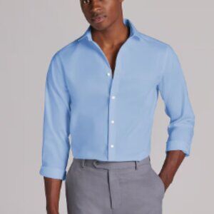 Kenneth Cole Reaction Mens Slim Fit Flex BL/WH Striped Dress Shirt 16 32/33 NWOT